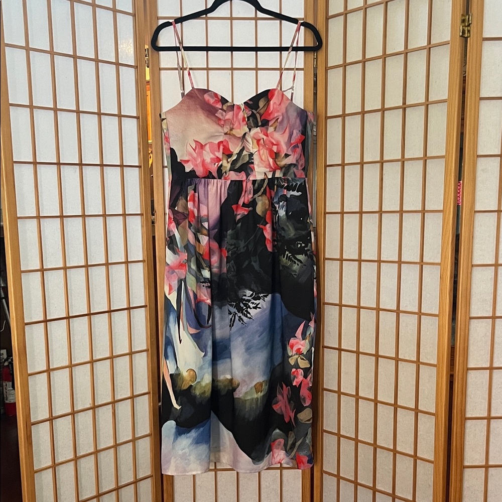 Corey Lynn Calter Pink & Black Floral Midi Dress